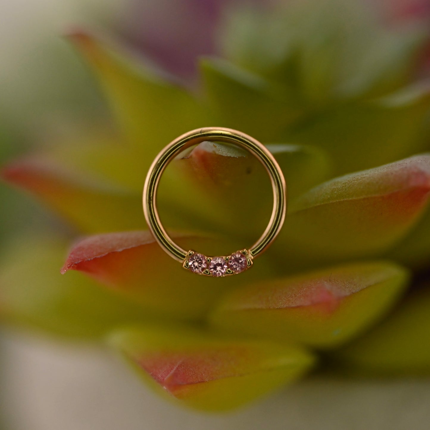 3 Gem Blaze Fixed Ring - Nipple Orientation 1.5mm Gemstones