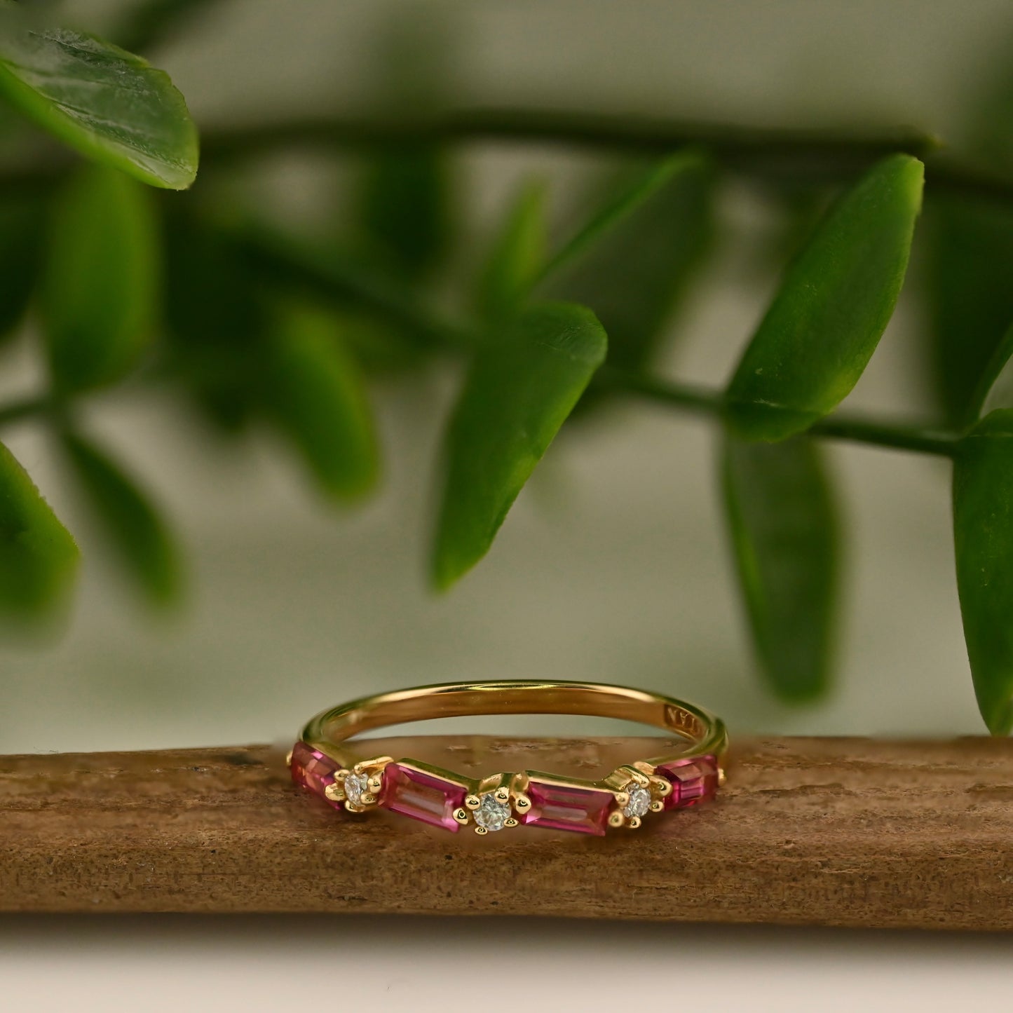 Fireworks Thin Baguette Half Band Ring