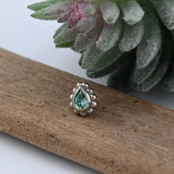 18K Gold Millgrain Pear - Agave in Bloom