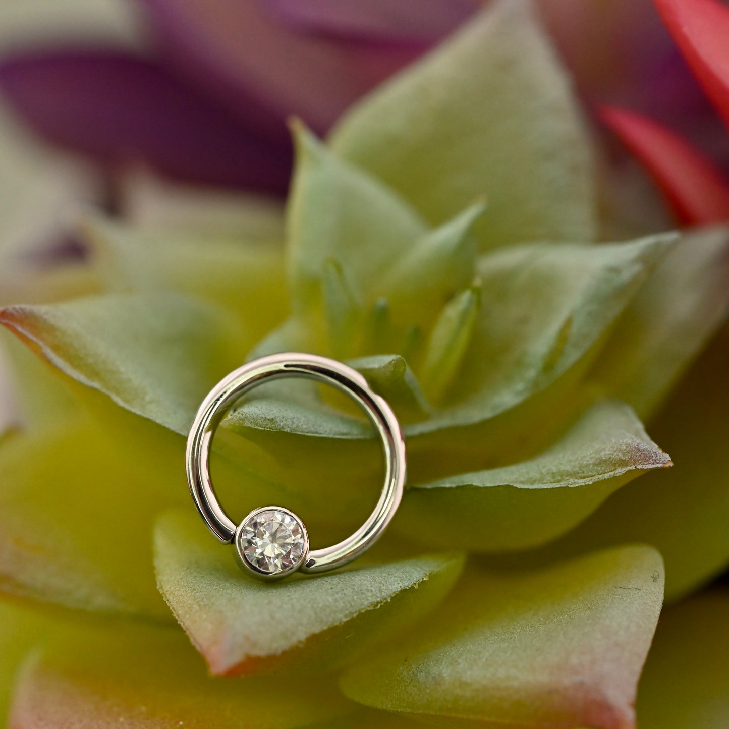 Open Back Round Bezel Fixed Ring - 3mm Gem - Nipple Orientation