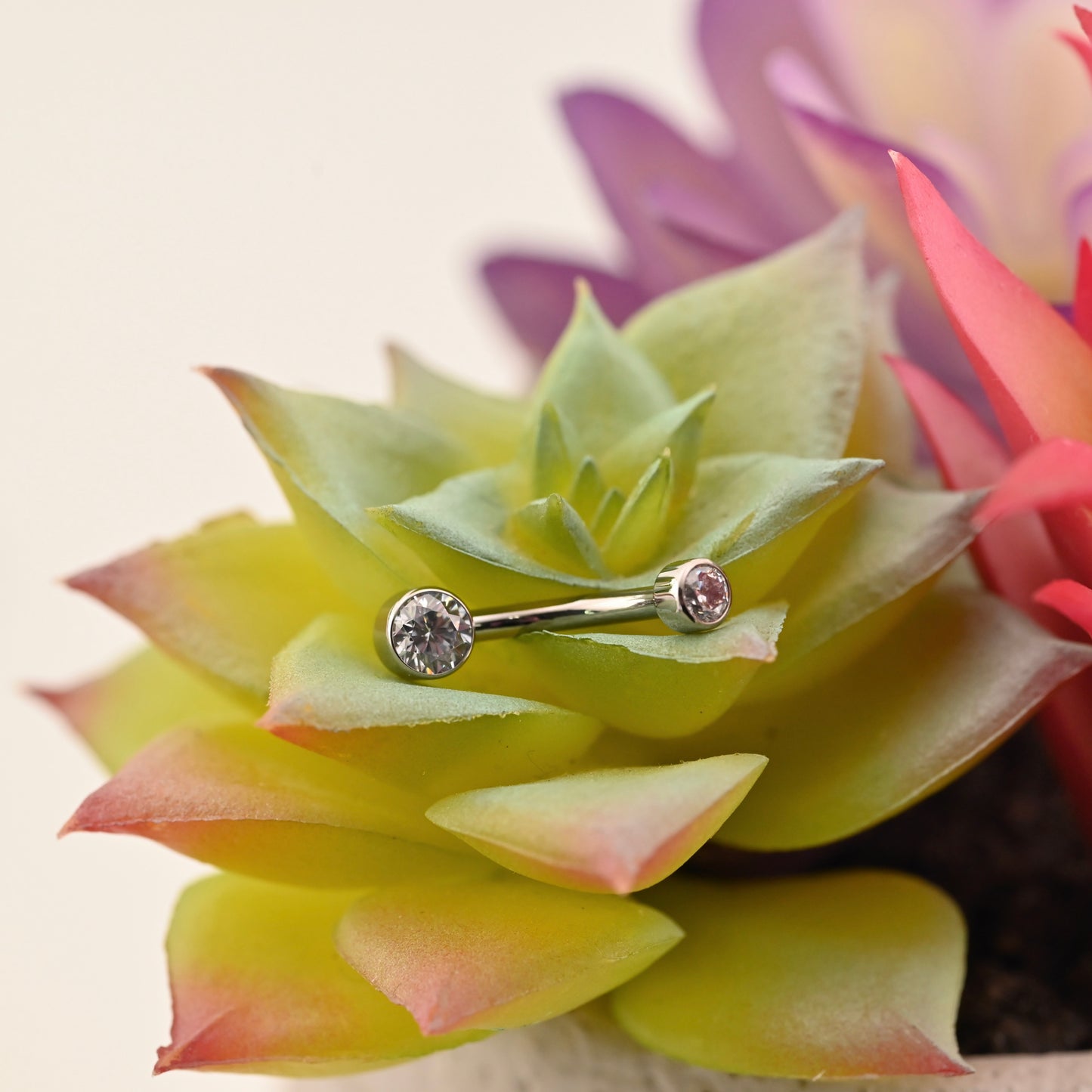 Titanium Double Bezel Set Small Navel Curve