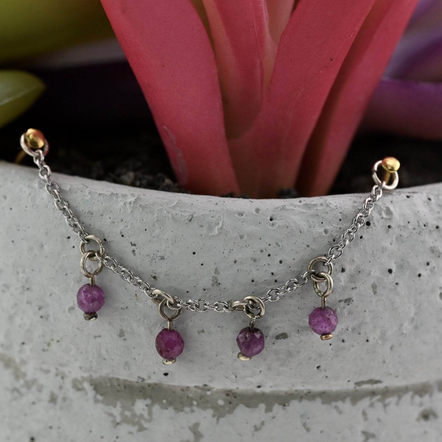 4 Gem Bead Charm Chain