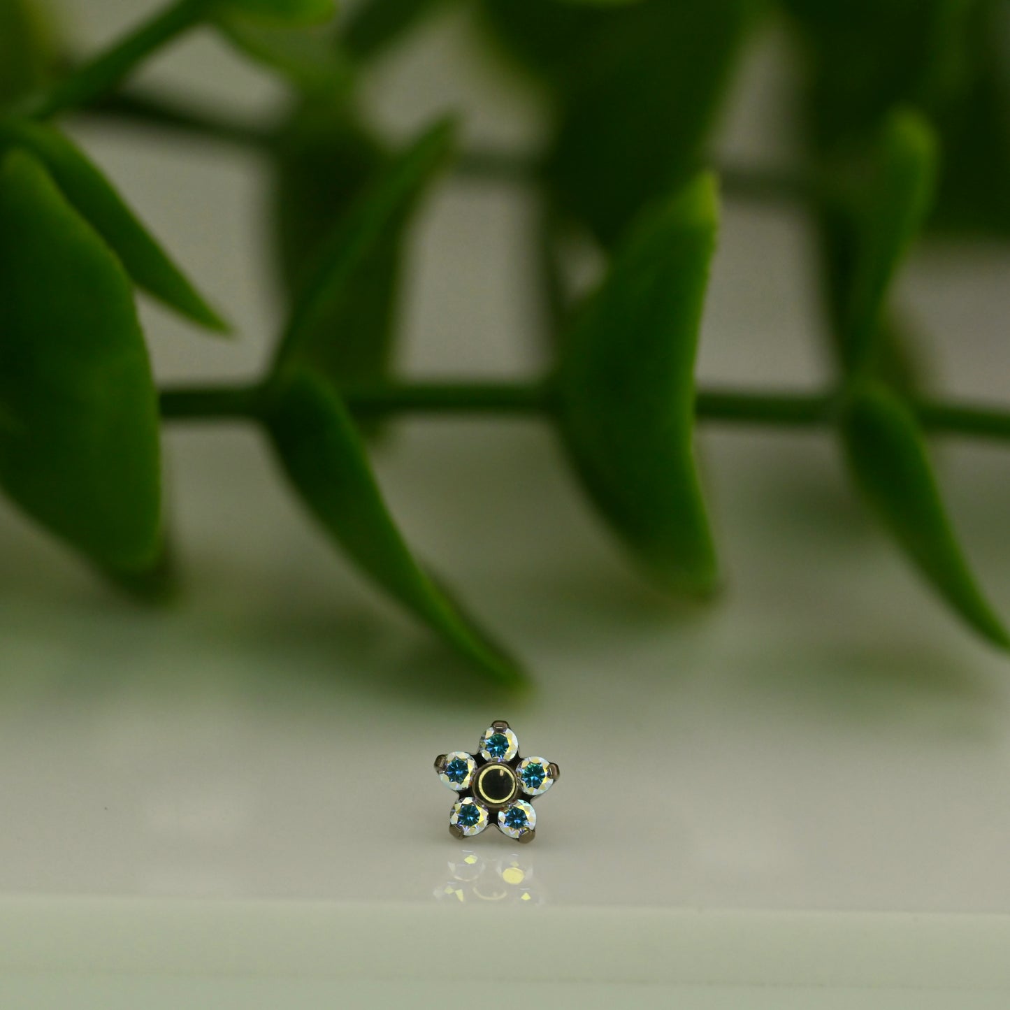Titanium Flower with Gems