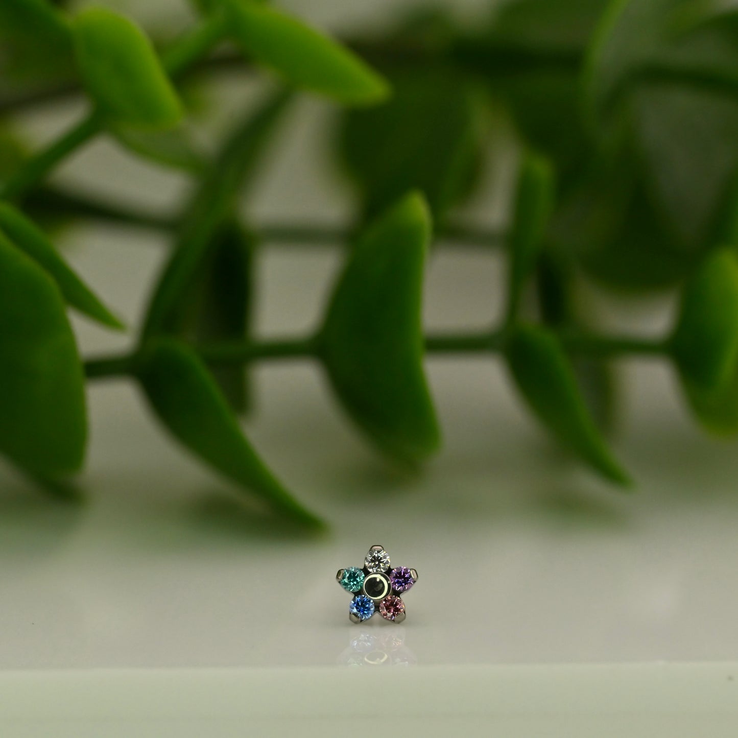 Titanium Flower with Gems