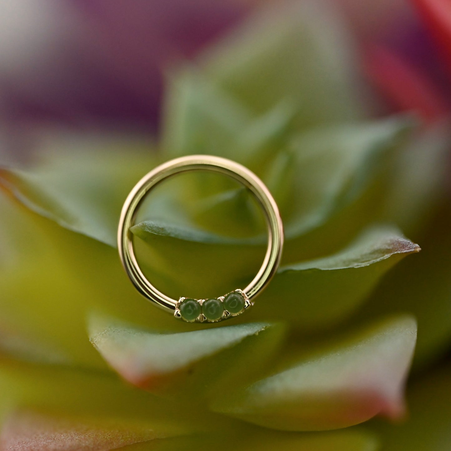 3 Gem Blaze Fixed Ring - Nipple Orientation 1.5mm Gemstones