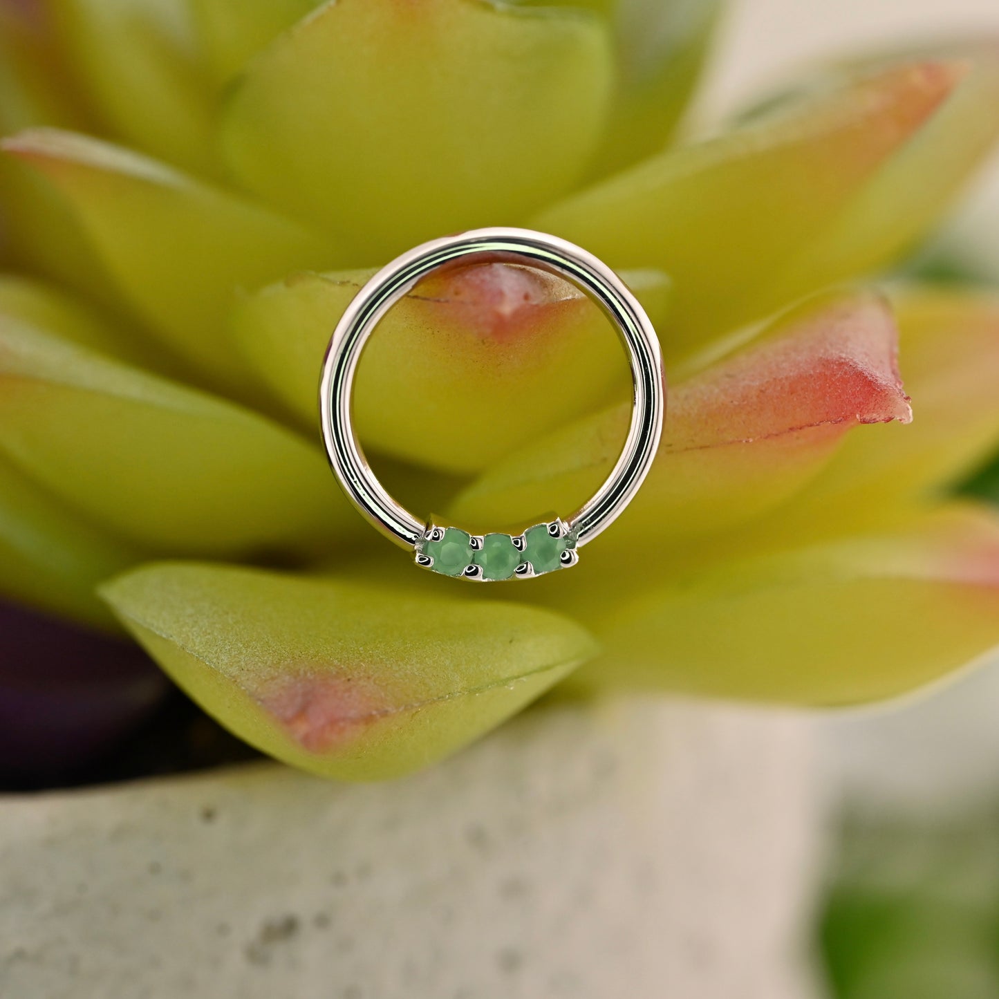 3 Gem Blaze Fixed Ring - Nipple Orientation 1.5mm Gemstones