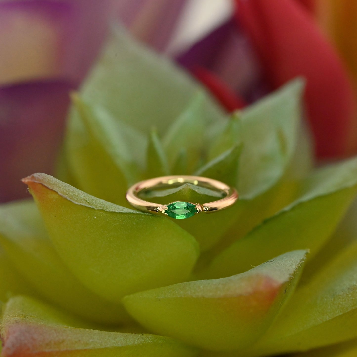 Marquise V Prong Fixed Ring