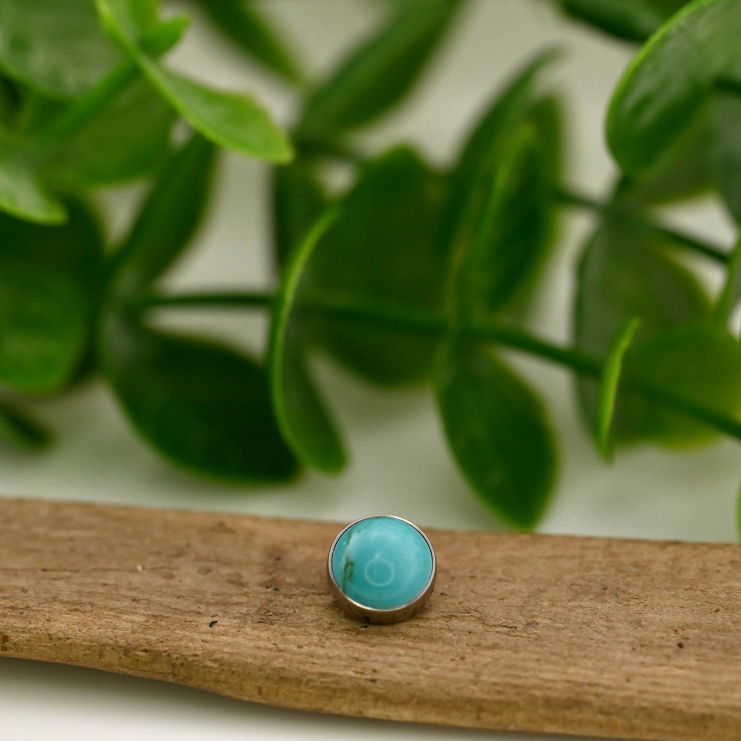 Titanium Bezel Set Gem - 14g Threaded