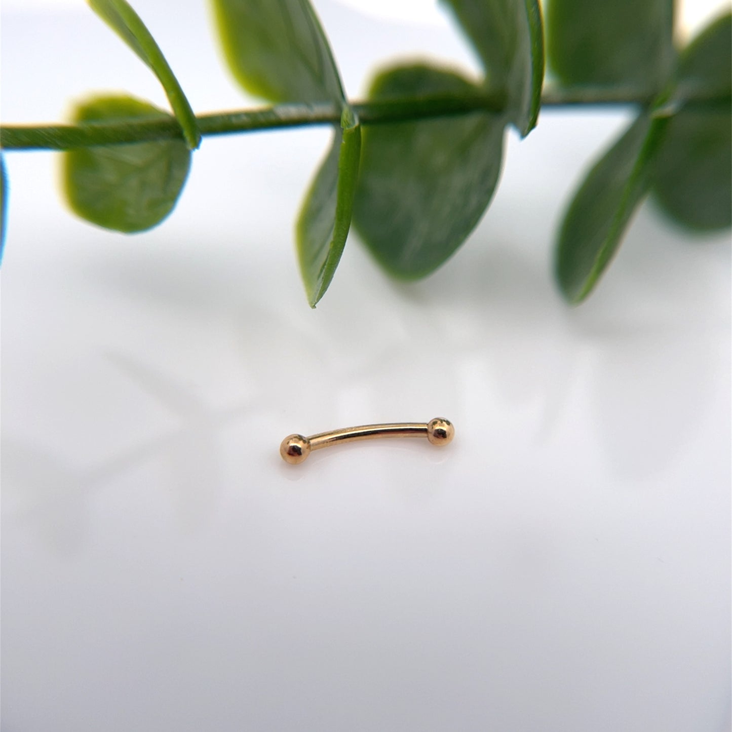 14K 18g Curved Barbell with 2mm Beads