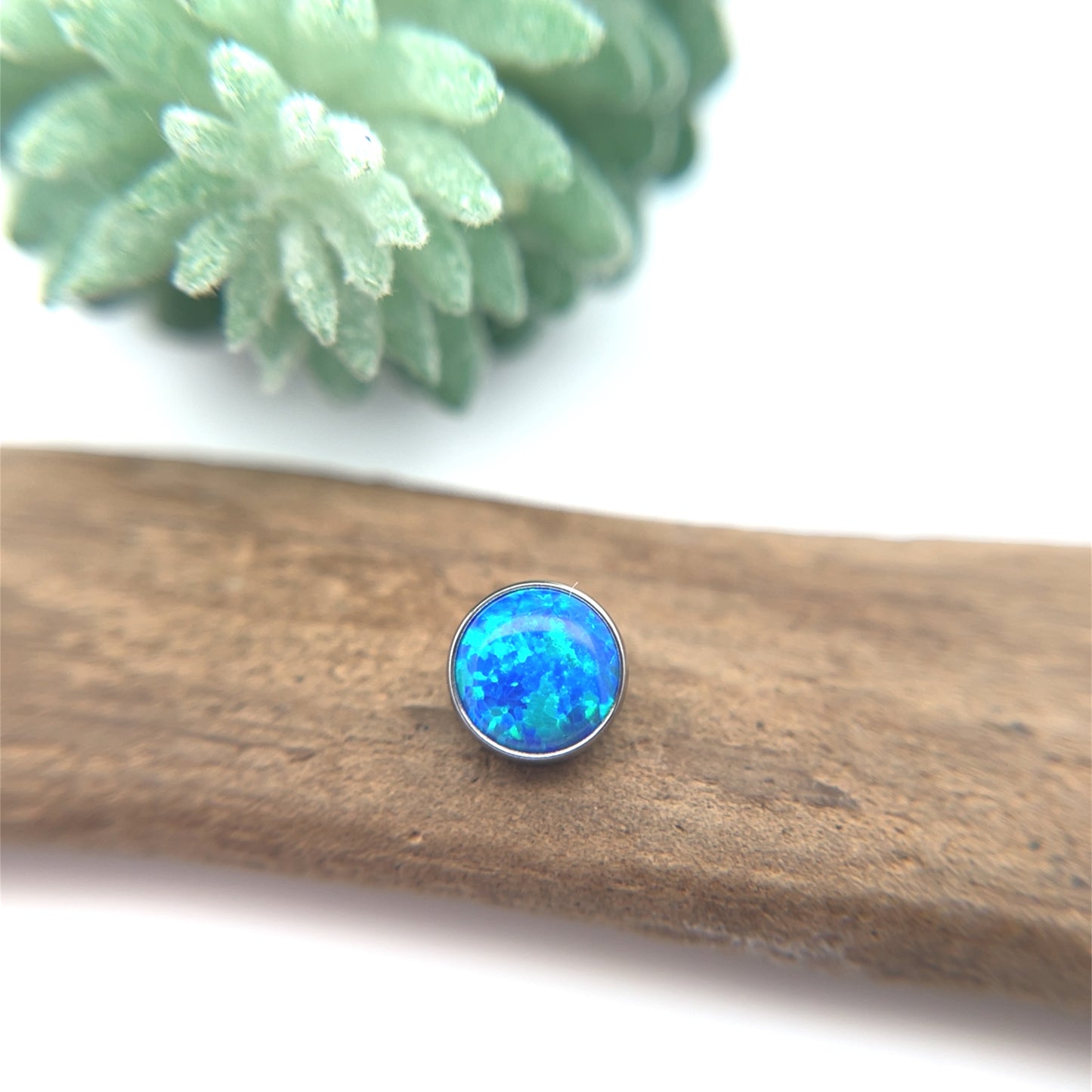 Titanium Bezel Set Gem - 14g Threaded