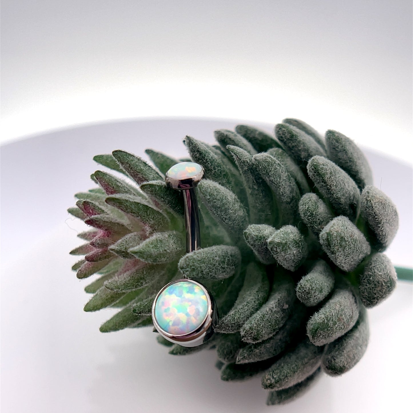 Titanium Round Gem Navel Curve