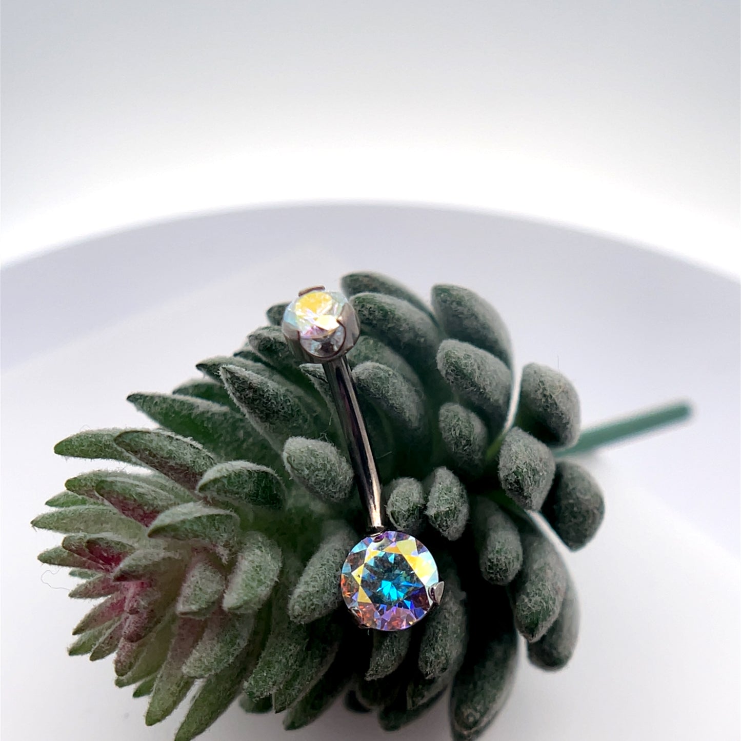 Titanium Round Gem Navel Curve