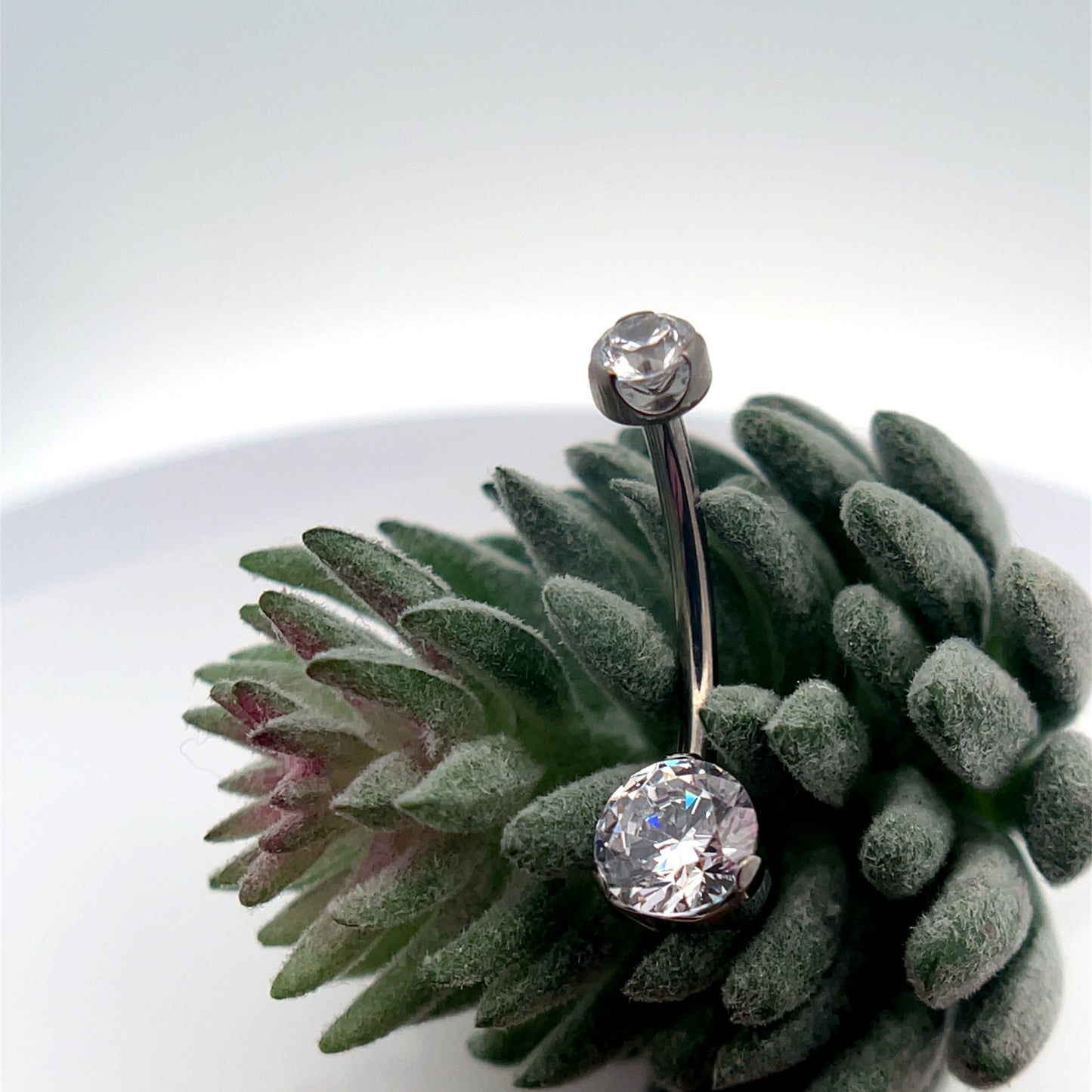 Titanium Round Gem Navel Curve