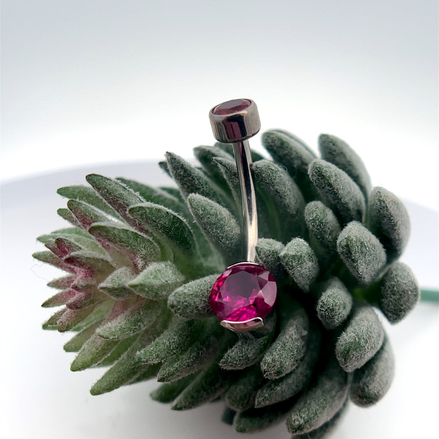 Titanium Round Gem Navel Curve