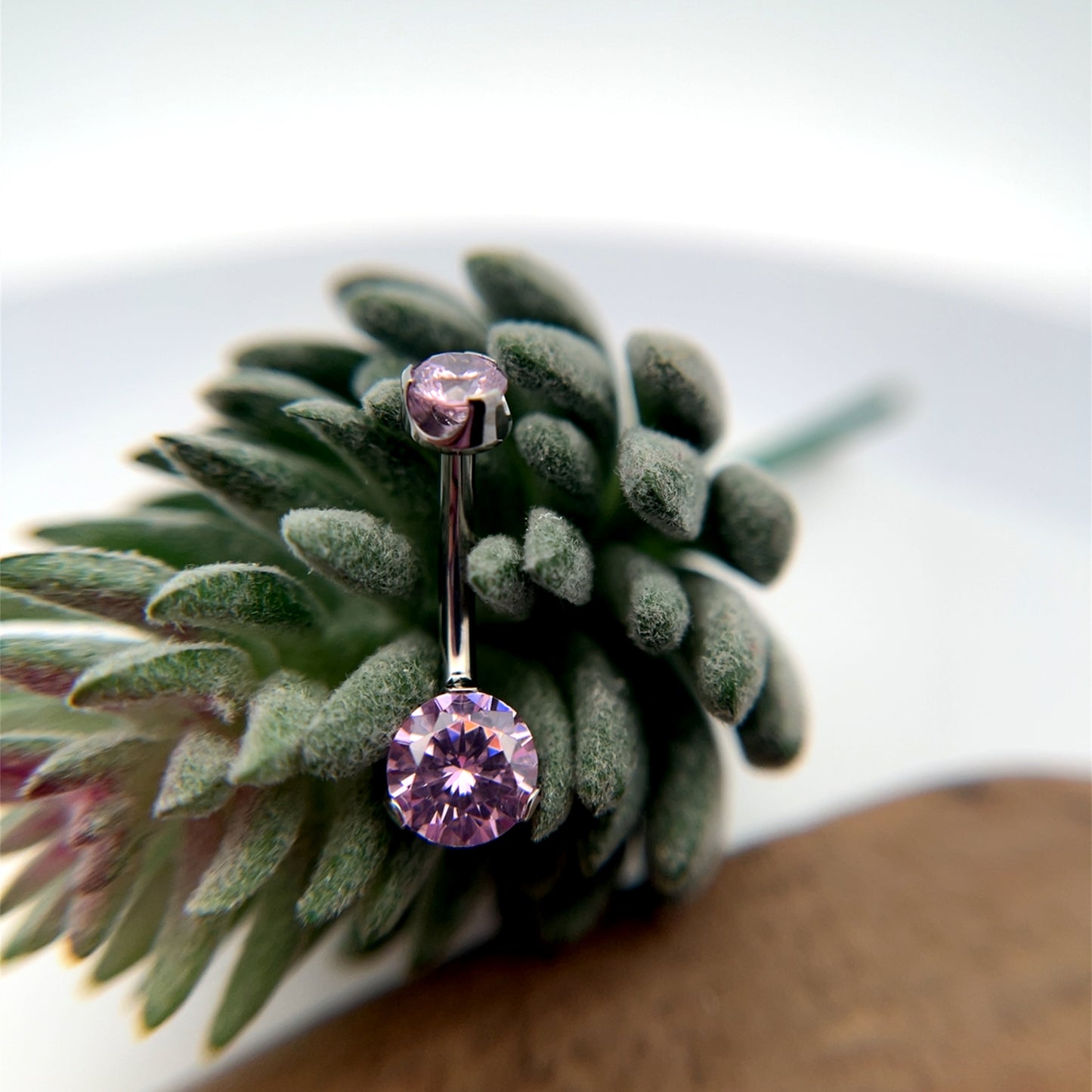 Titanium Round Gem Navel Curve