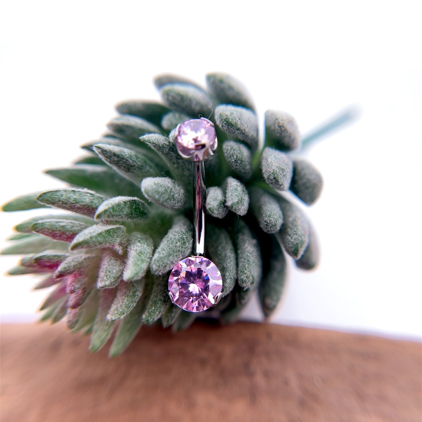 Titanium Round Gem Navel Curve