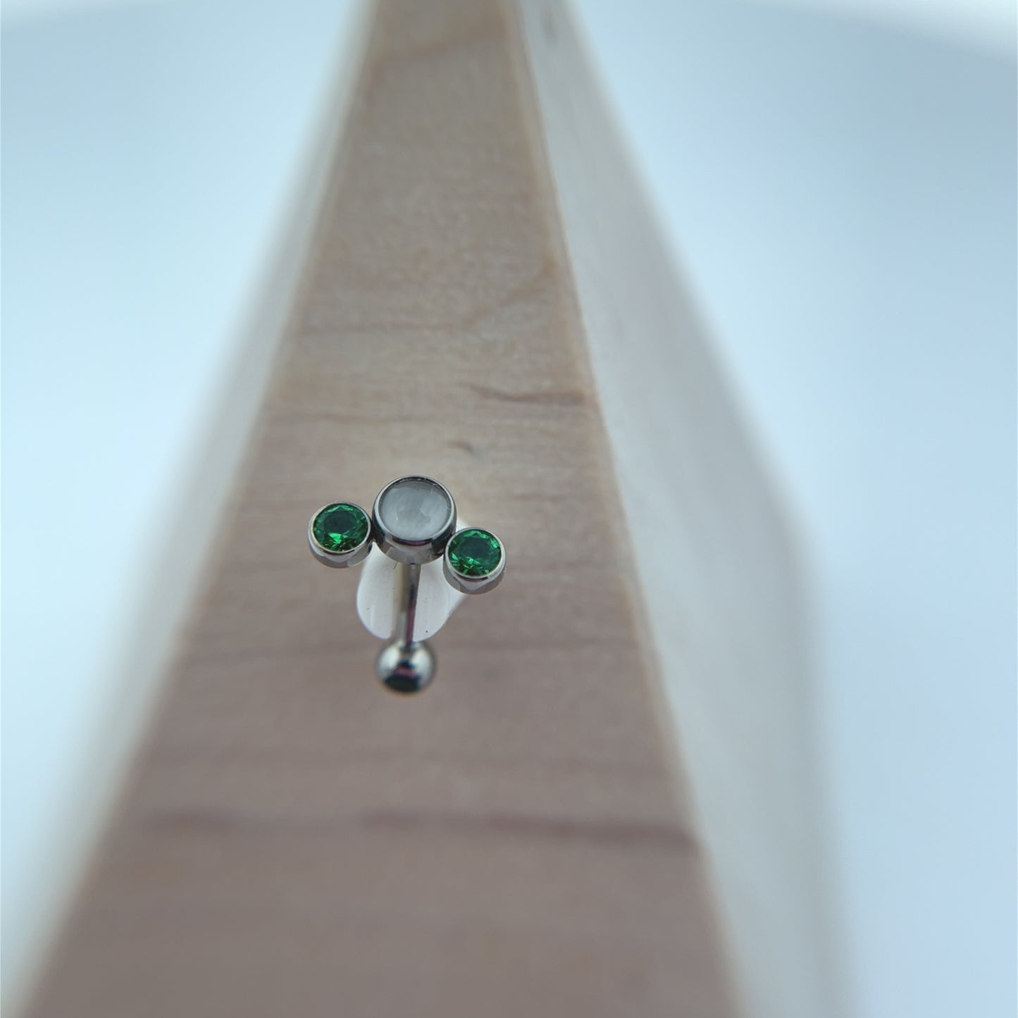 Titanium Curved Barbell with Multi Gem Ends - Threaded