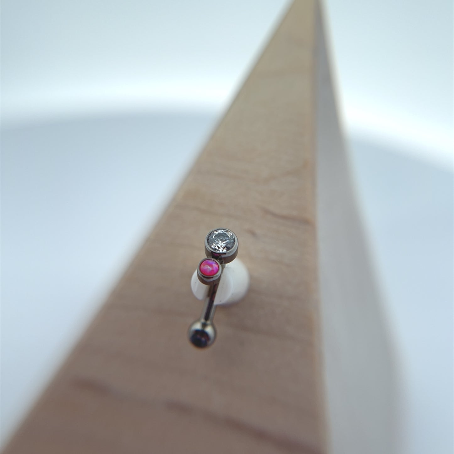Titanium Curved Barbell with Multi Gem Ends - Threaded