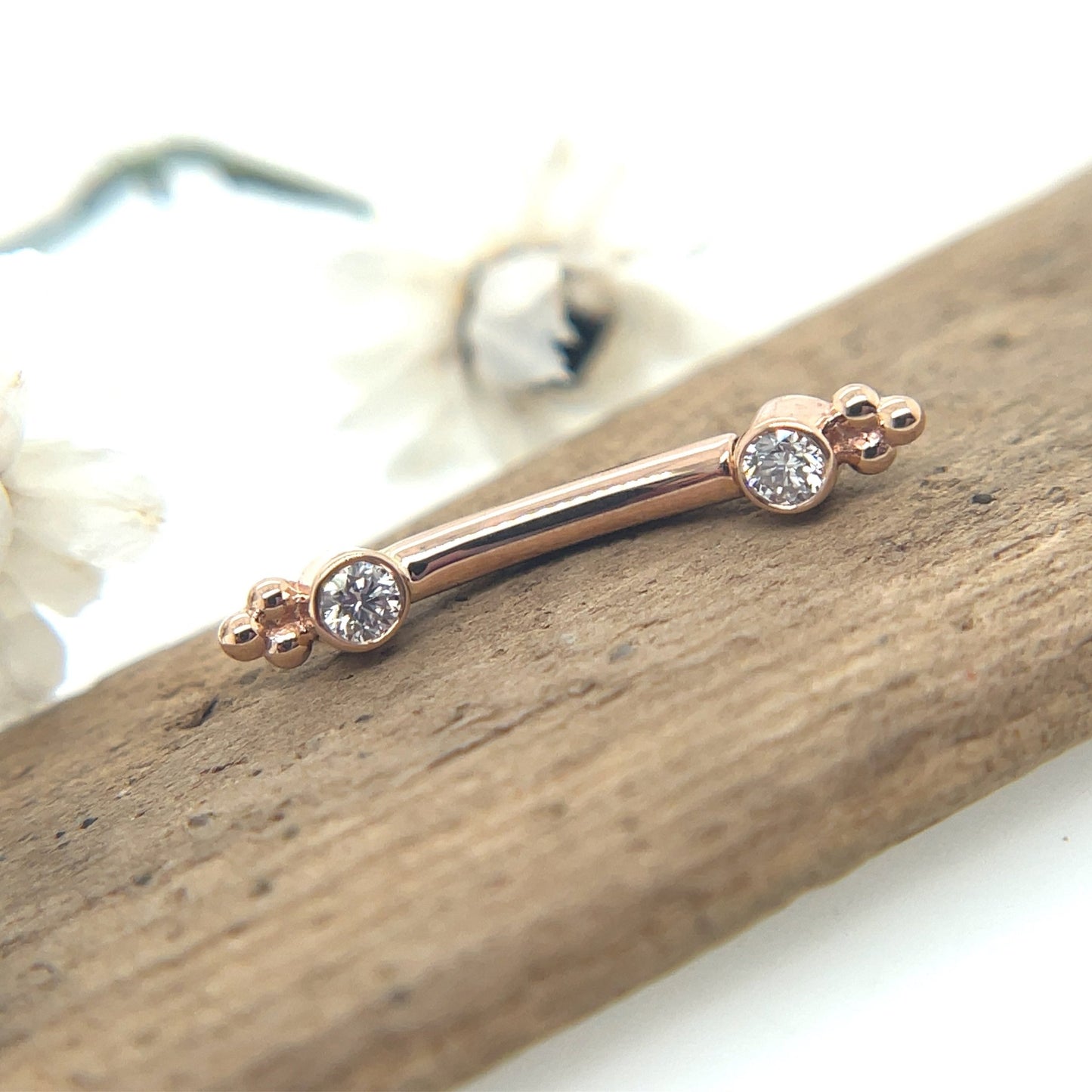 Bezel with Tri Bead Navel Curve - Agave in Bloom