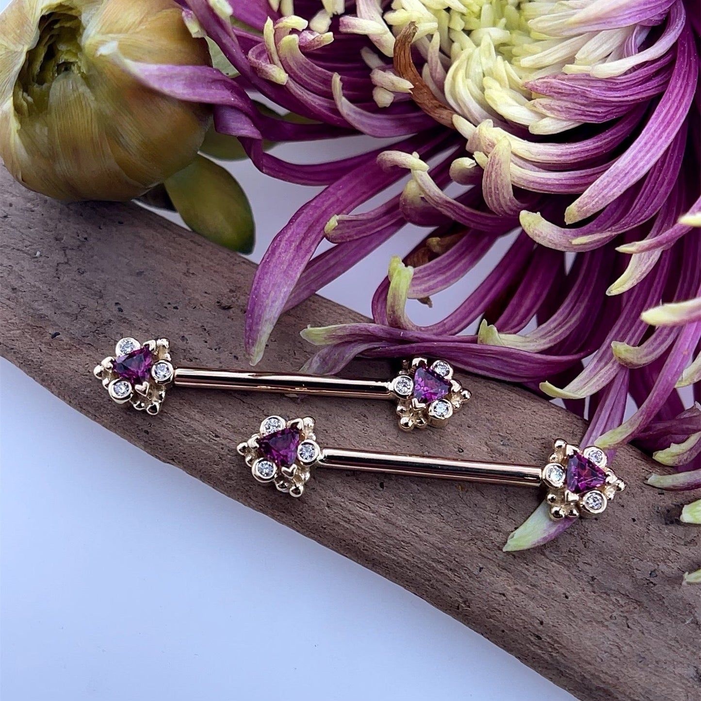 Helana Nipple Barbell Pair - Agave in Bloom