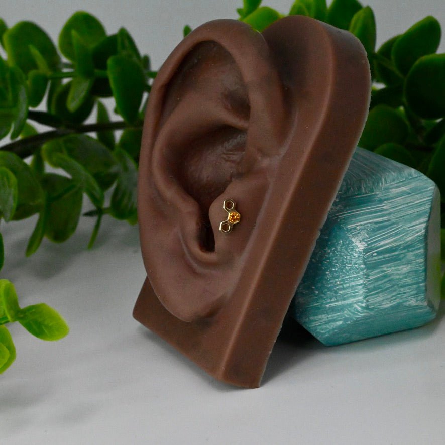 Honeycomb with Gem Center - 7mm - Threadless - Agave in Bloom