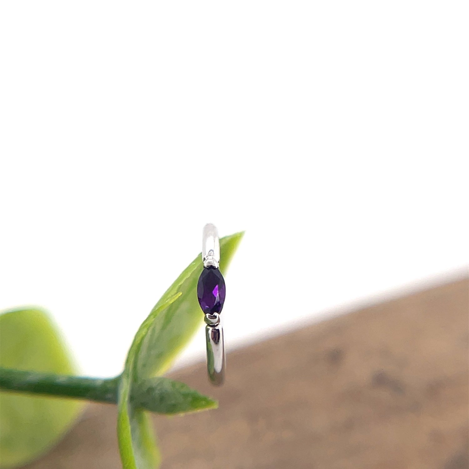 Marquise V Prong Fixed Ring (navel orientation) - Agave in Bloom