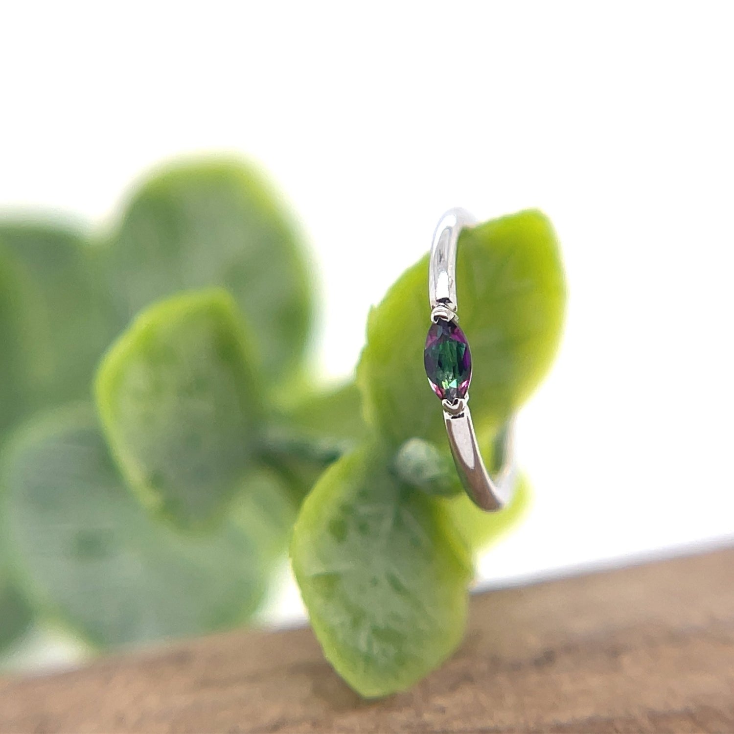 Marquise V Prong Fixed Ring (navel orientation) - Agave in Bloom