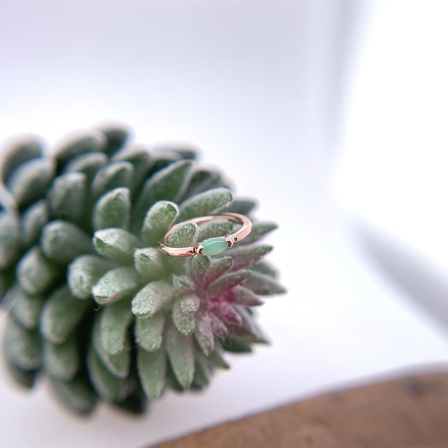 Marquise V Prong Fixed Ring (navel orientation) - Agave in Bloom