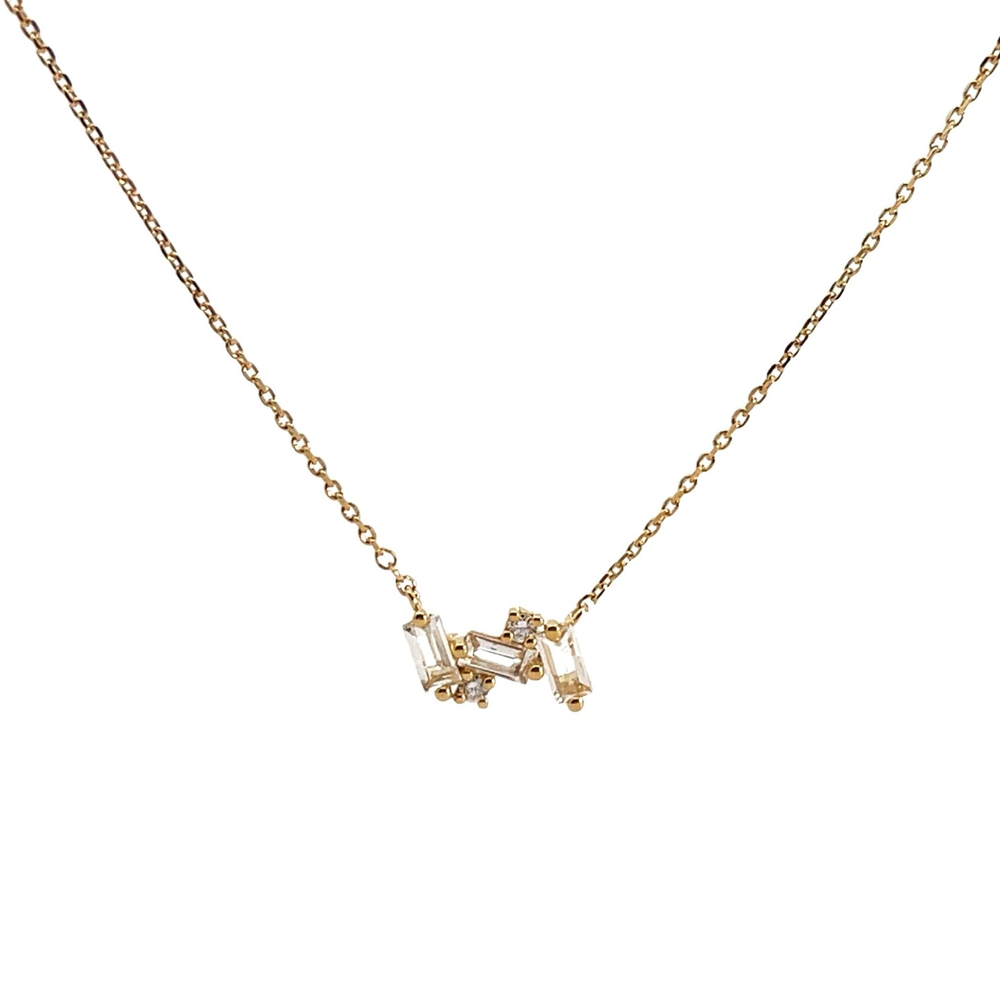 Mini Baguette Bar Necklace - Agave in Bloom