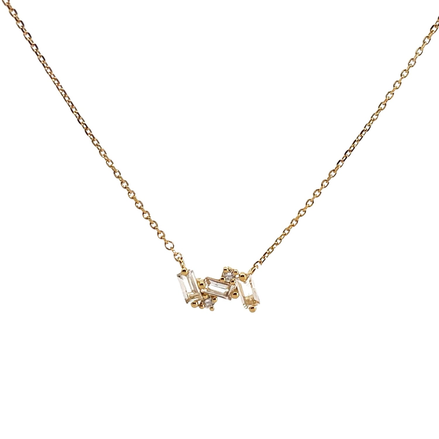 Mini Baguette Bar Necklace - Agave in Bloom