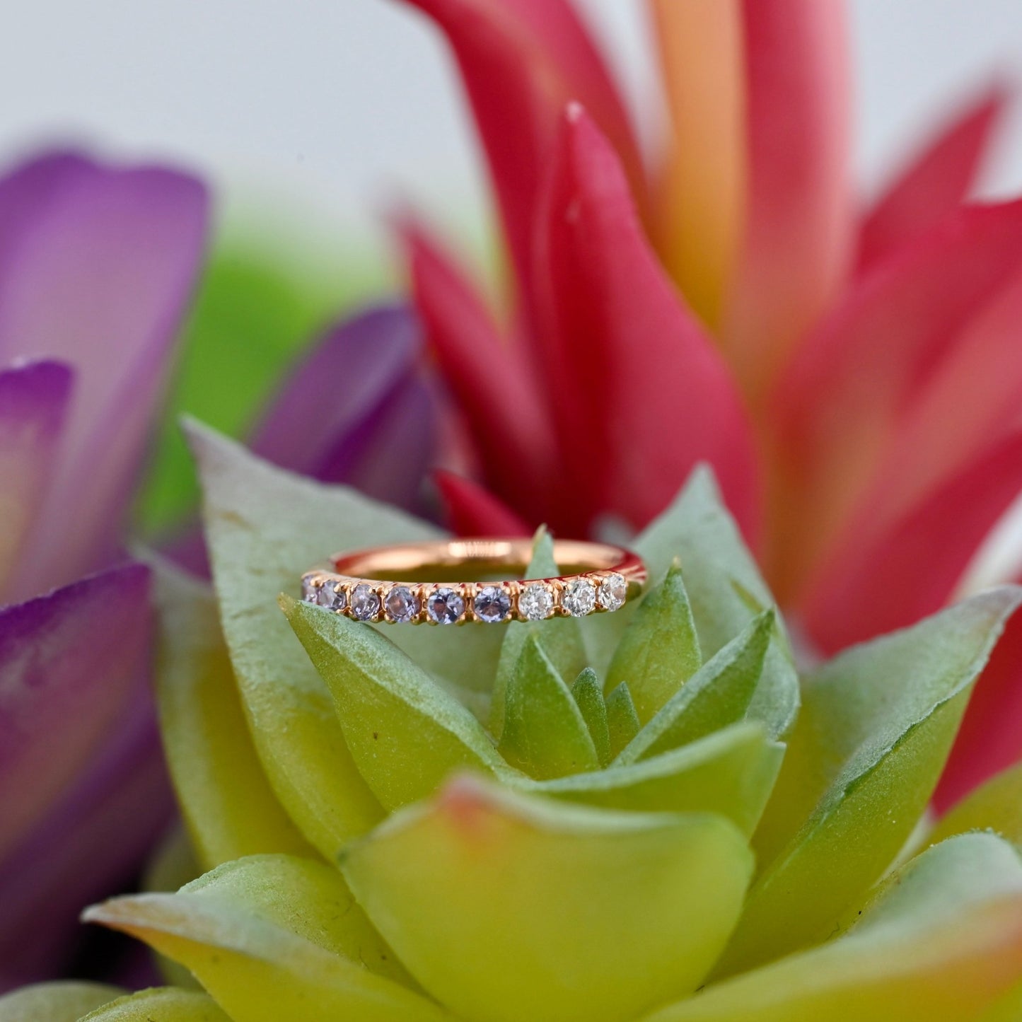 Ombre Gemmed Seam Ring - Agave in Bloom