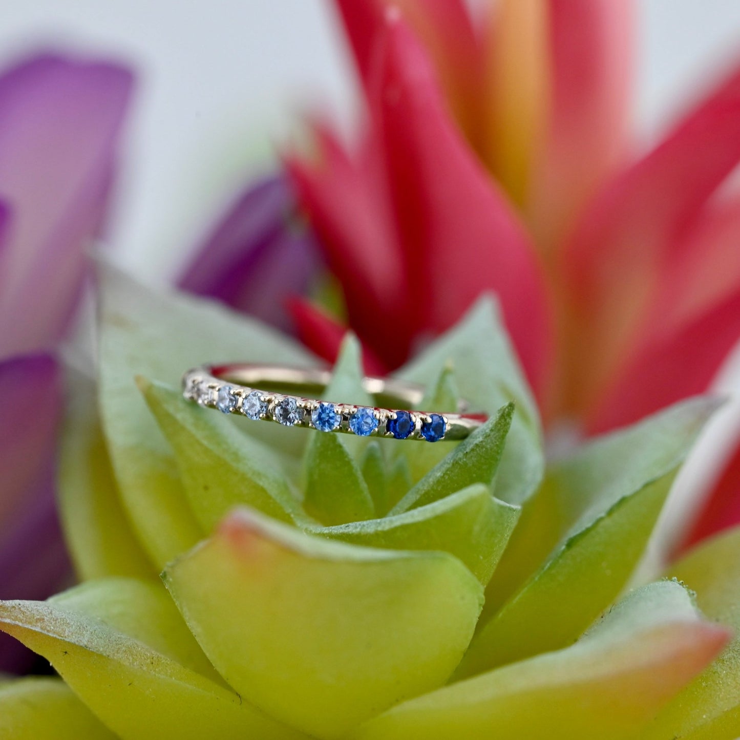 Ombre Gemmed Seam Ring - Agave in Bloom