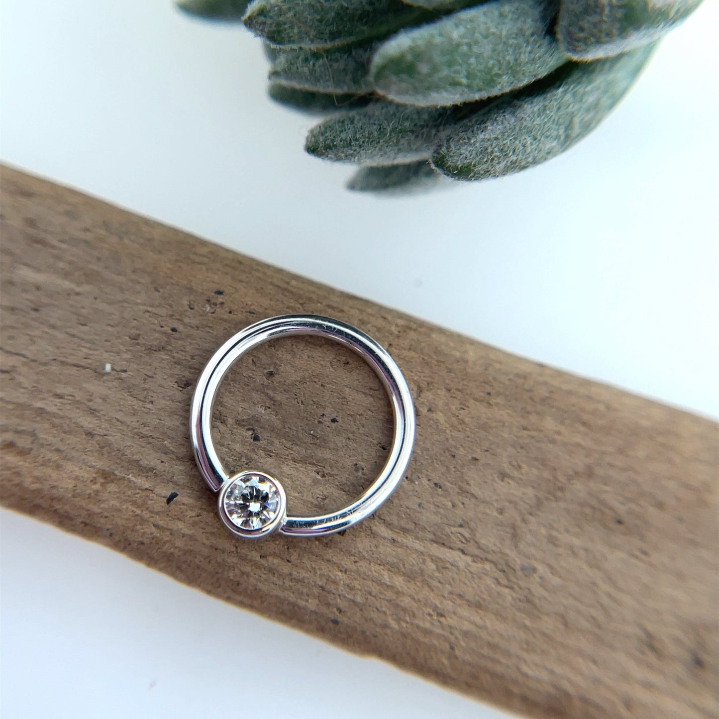 Open Back Round Bezel Fixed Ring - 3mm Gem - Nipple Orientation - Agave in Bloom