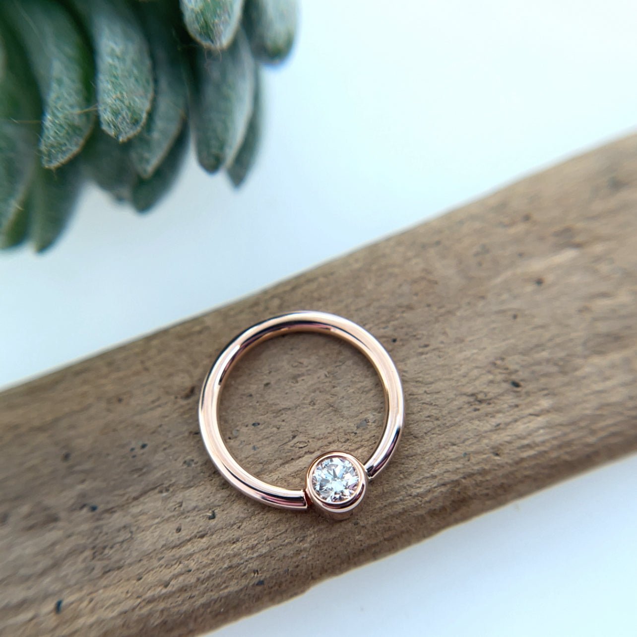 Open Back Round Bezel Fixed Ring - 3mm Gem - Nipple Orientation - Agave in Bloom