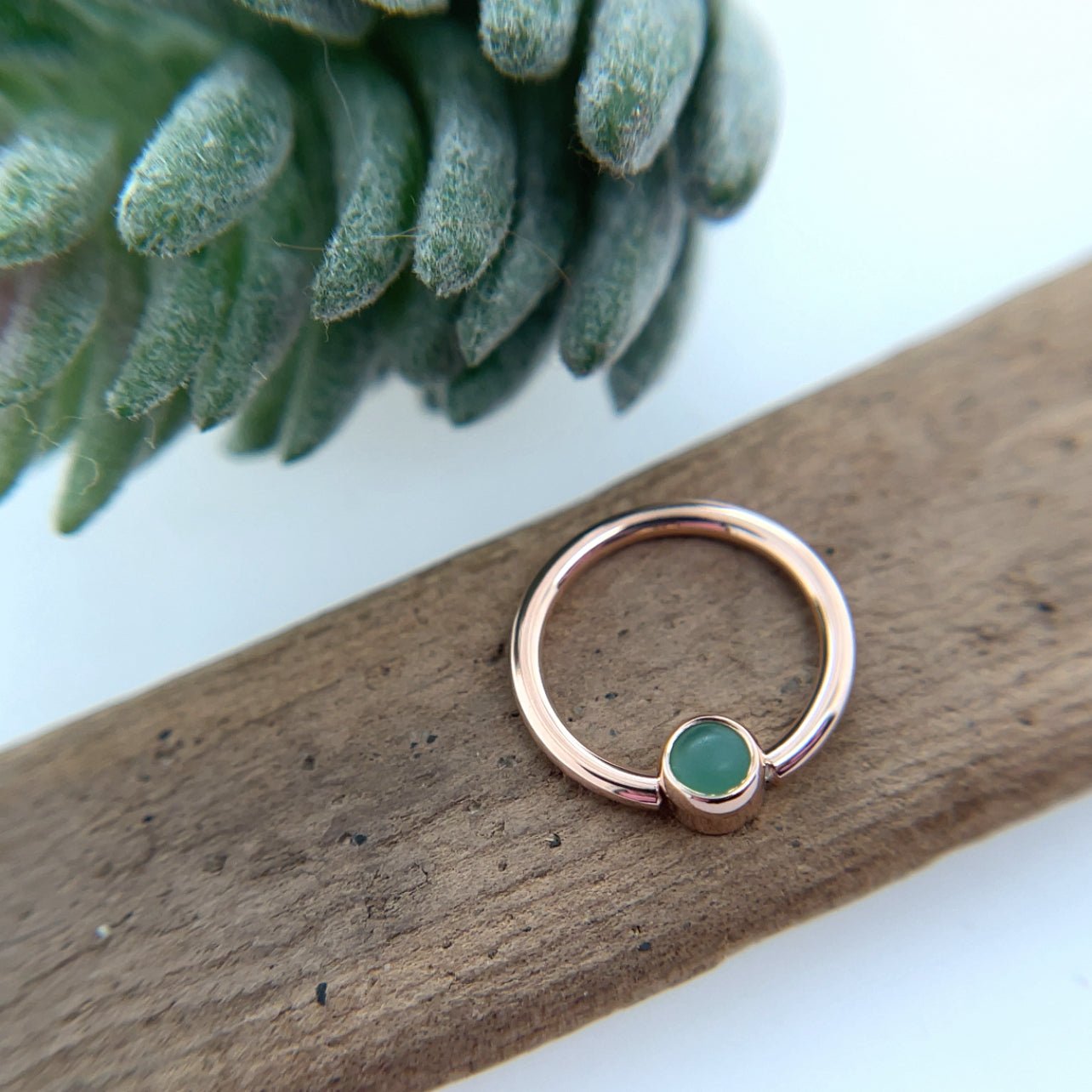 Open Back Round Bezel Fixed Ring - 3mm Gem - Nipple Orientation - Agave in Bloom