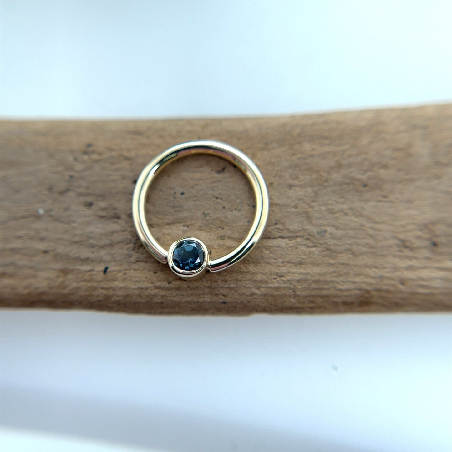 Open Back Round Bezel Fixed Ring - 3mm Gem - Nipple Orientation - Agave in Bloom
