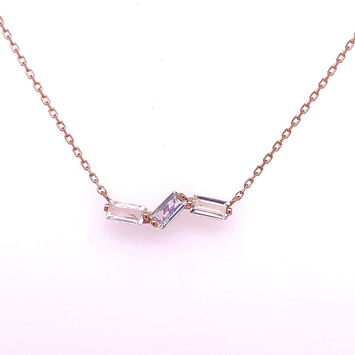 Three Baguette Necklace - Agave in Bloom