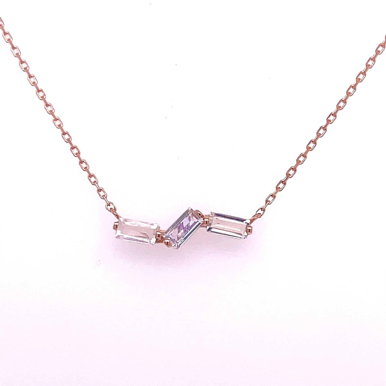 Three Baguette Necklace - Agave in Bloom