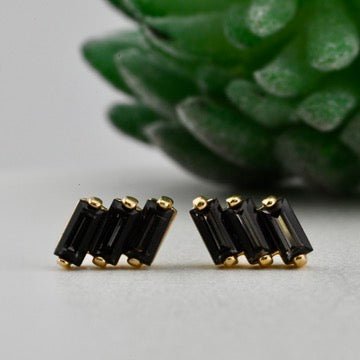 Triple Baguette Simple Stud Earrings - Pair - Agave in Bloom