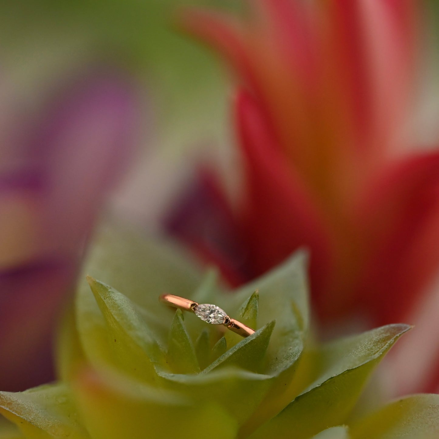 Marquise V Prong Fixed Ring