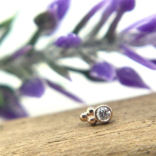 1.5mm Round Bezel with Tri Bead Accent - Agave in Bloom