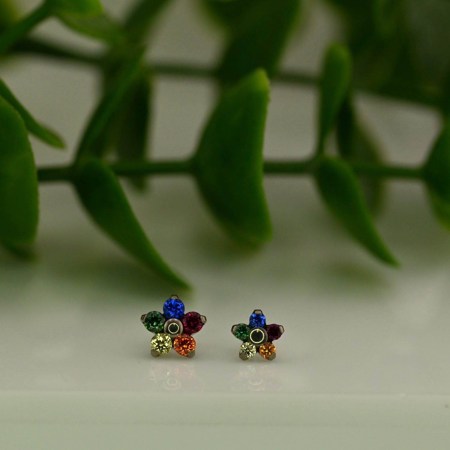 Titanium Flower with Gems