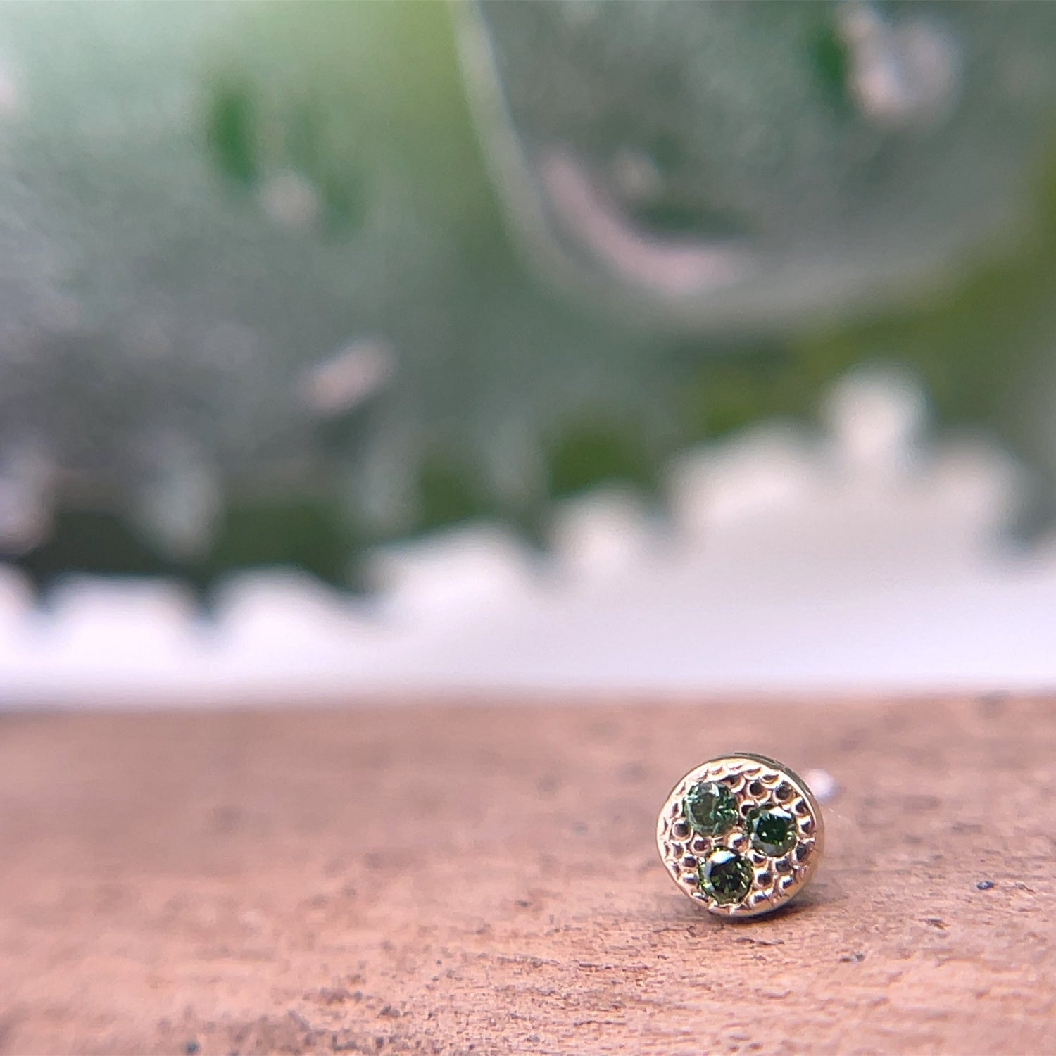 3 Gemstone Pave Circle 3mm - Agave in Bloom