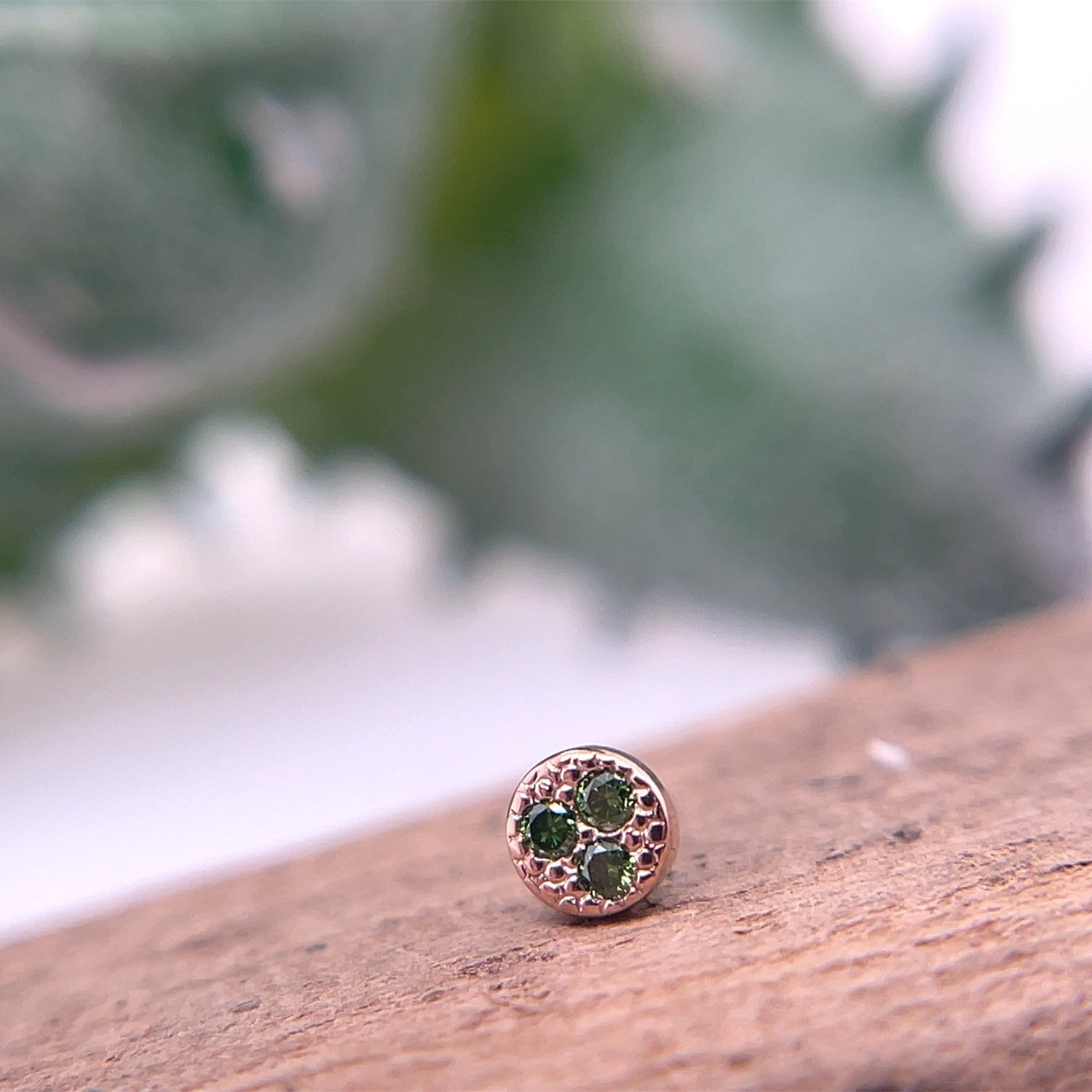 3 Gemstone Pave Circle 3mm - Agave in Bloom