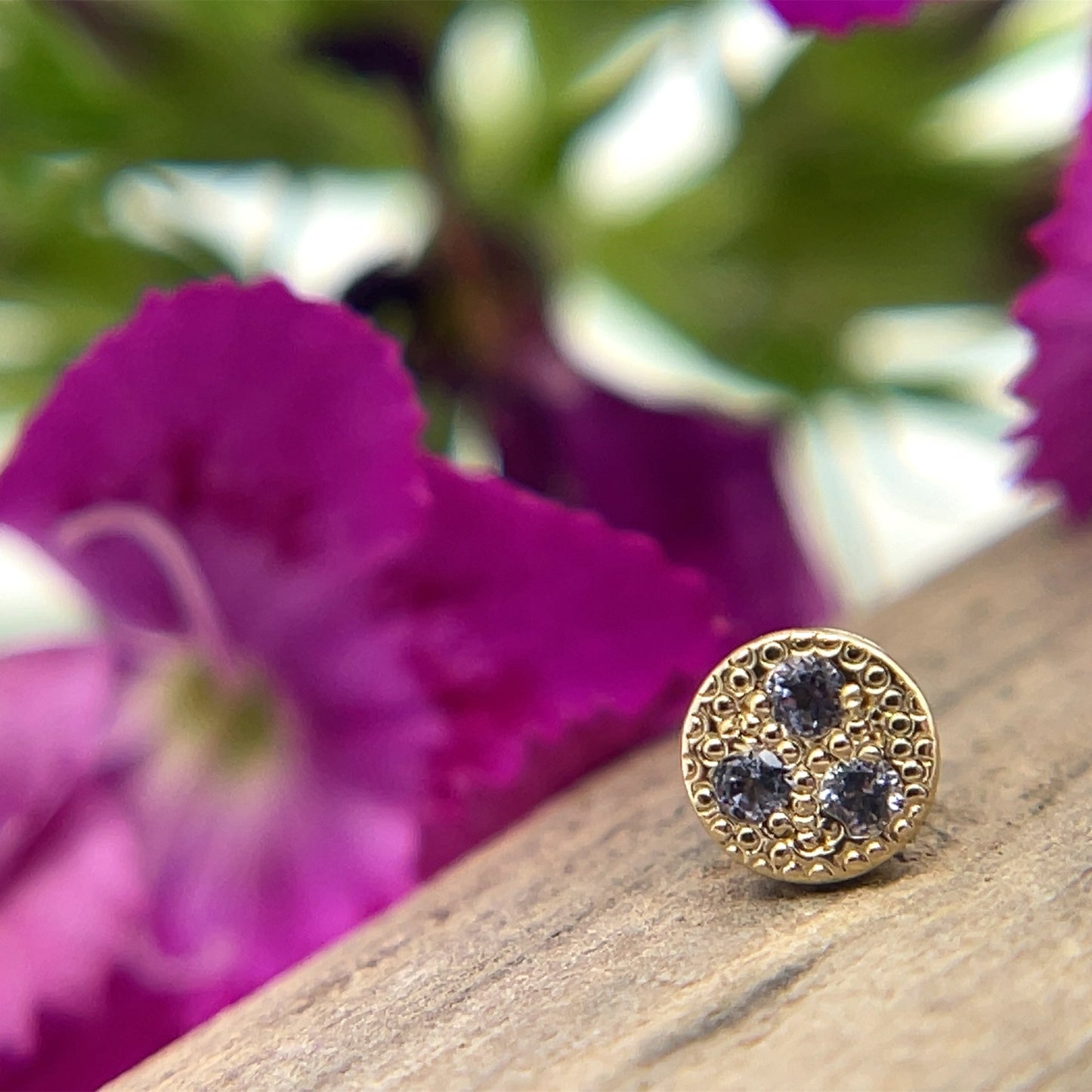 3 Gemstone Pave Circle - 4mm - Agave in Bloom