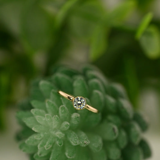 Fixed Ring with 3mm Open Back Round Bezel - Navel Orientation