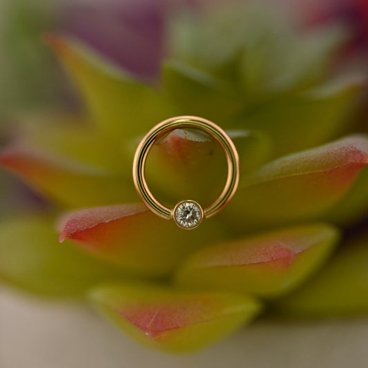 Fixed Ring with 2.5mm Round Open Back Bezel - Nipple Orientation