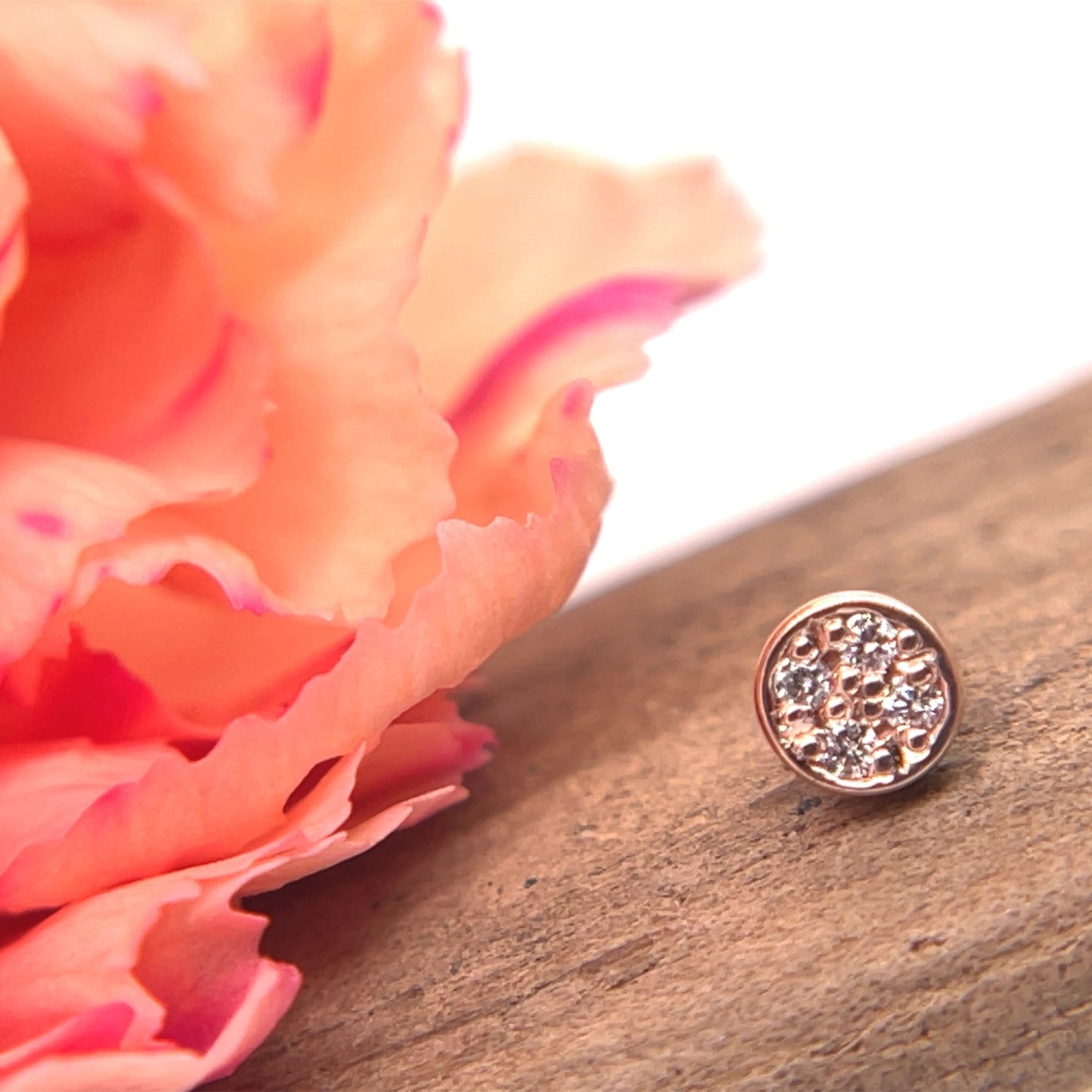 3mm Micro Pave Disc with 4 Gems - Threaded - Agave in Bloom