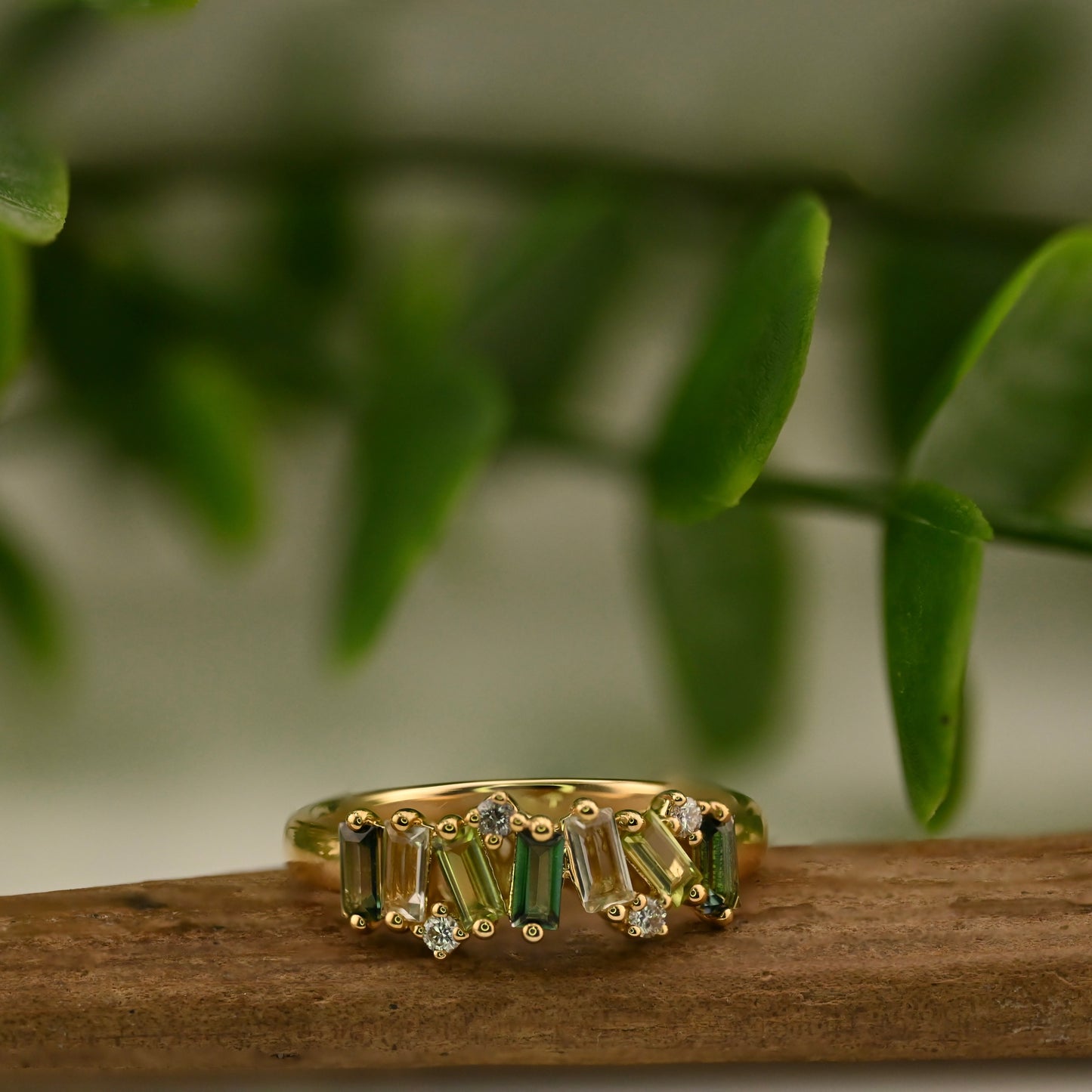 Fireworks Baguette Mix Half Band Ring