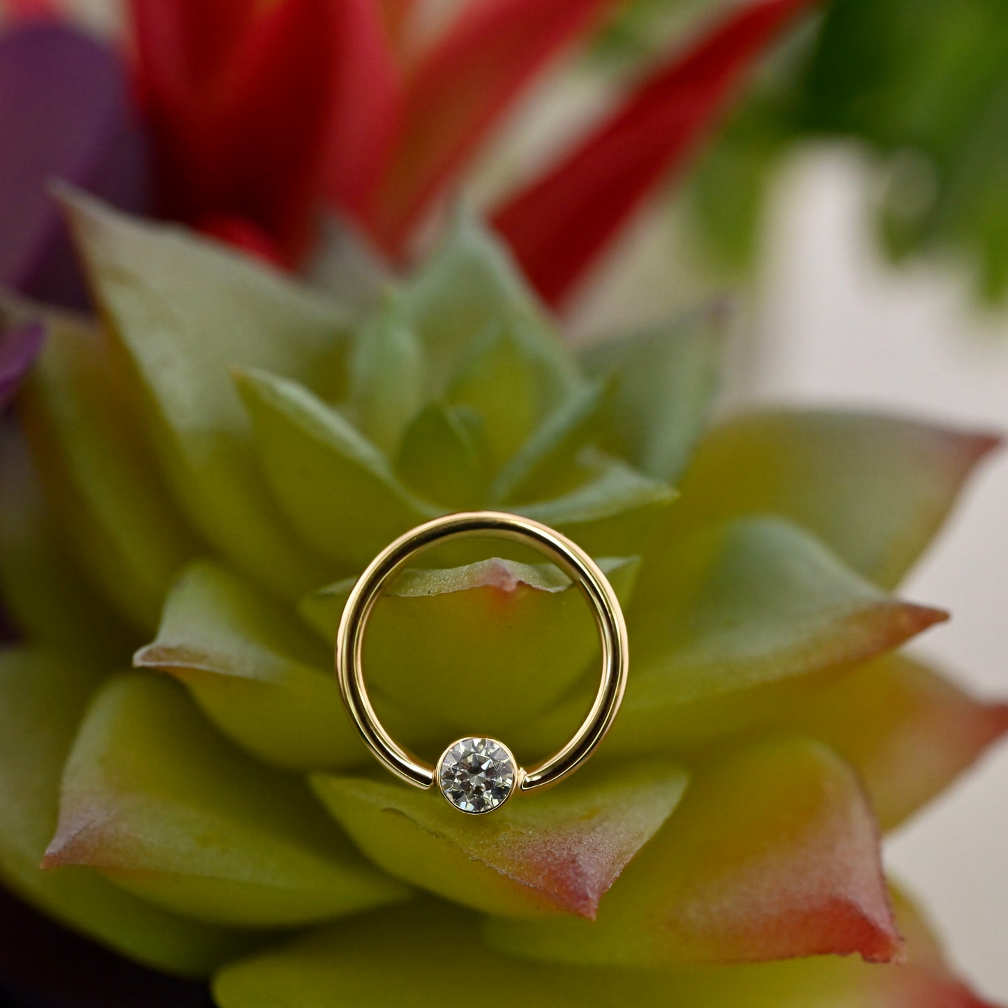 Open Back Round Bezel Fixed Ring - 3mm Gem - Nipple Orientation